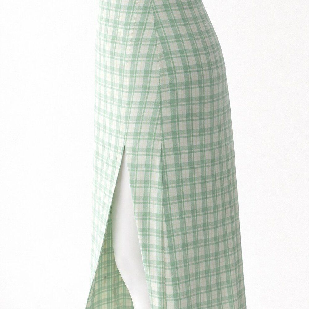 Hurley Colorblock Dress Small NWT Cutout Slit Tan Green Summer Spaghetti Straps - Picture 4 of 9